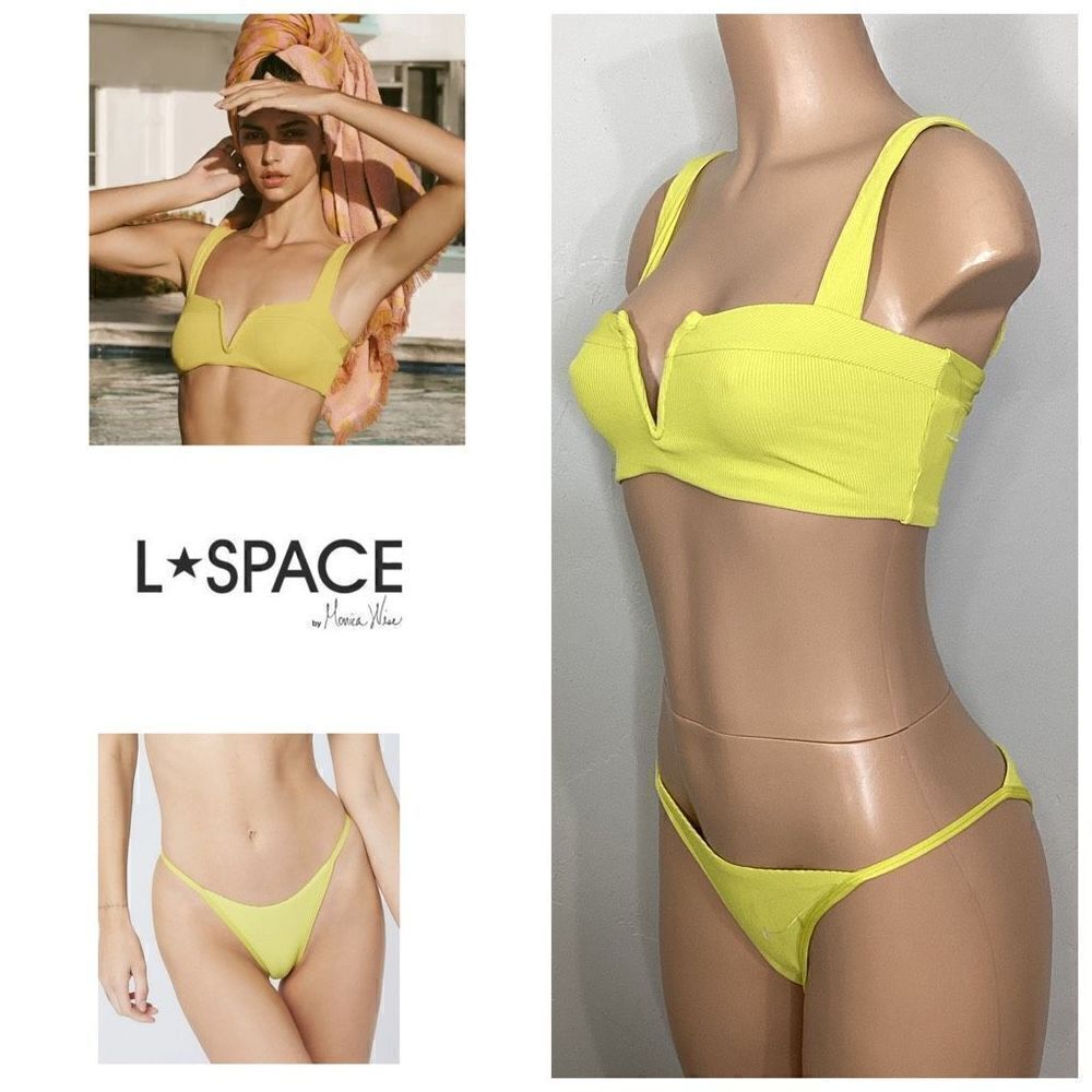 New. L*SPACE apple green ribbed bikini set. Medium. Retails $178